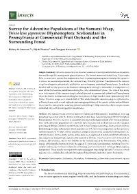 Survey for Adventive Populations of the Samurai Wasp, Trissolcus