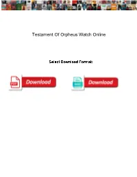 Testament of Orpheus Watch Online