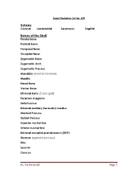 Axial Skeleton List for API