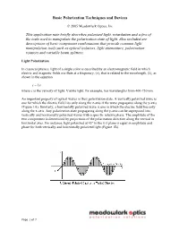 Basic Polarization Techniques and Devices