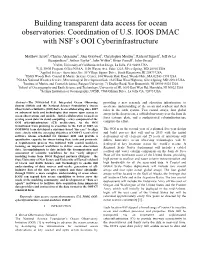 Building Transparent Data Access for Ocean Observatories: Coordination of U.S