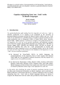 Copulas Originating from 'See / Look' Verbs in Mande Languages