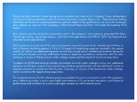 Please Note That Statements Made During This Presentation That Relate