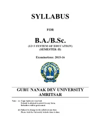 SYLLABUS BA/B.Sc