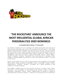 'The Rockstars' Announce the Most Influential Global