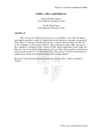 Utility, Ethics and Behavior