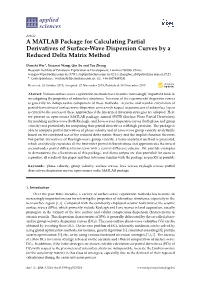 A MATLAB Package for Calculating Partial Derivatives of Surface-Wave Dispersion Curves by a Reduced Delta Matrix Method