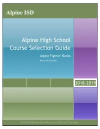 Alpine High School Course Selection Guide