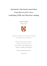 Automatic Functional Annotation of Predicted Active Sites: Combining PDB and Literature Mining