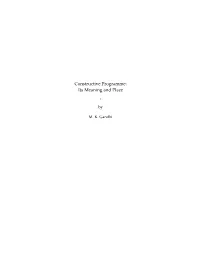 Constructive Programme: Its Meaning and Place