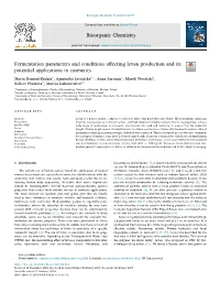 Fermentation Parameters and Conditions Affecting Levan