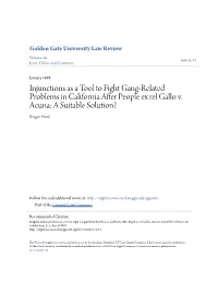 Injunctions As a Tool to Fight Gang-Related Problems in California After People Ex Rel Gallo V