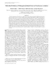Molecular Evolution of Pathogenicity-Island Genes in Pseudomonas Viridiﬂava