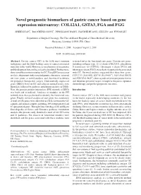 Novel Prognostic Biomarkers of Gastric Cancer Based on Gene Expression Microarray: COL12A1, GSTA3, FGA and FGG