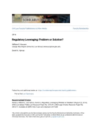 Regulatory Leveraging: Problem Or Solution?