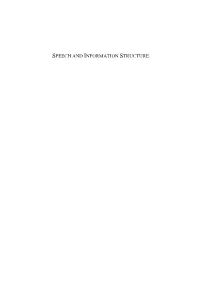 Speech and Information Structure