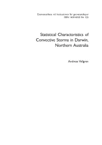 Statistical Characteristics of Convective Storms in Darwin, Northern Australia