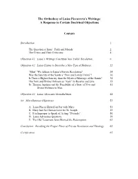 The Orthodoxy of Luisa Piccarreta's Writings: a Response to Certain