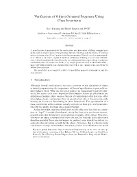 Verification of Object Oriented Programs Using Class Invariants