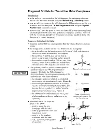 Fragment Orbitals for Transition Metal Complexes
