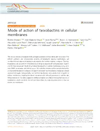 Mode of Action of Teixobactins in Cellular Membranes