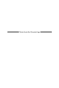 Texts from the Pyramid Age Frontstrud.Qxd 8/8/2005 4:25 PM Page Ii