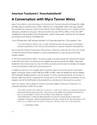 A Conversation with Myra Tanner Weiss