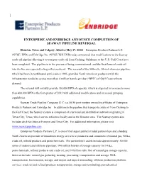 Enterprise and Enbridge Announce Completion of Seaway Pipeline Reversal