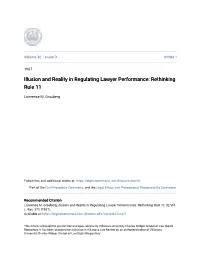 Illusion and Reality in Regulating Lawyer Performance: Rethinking Rule 11