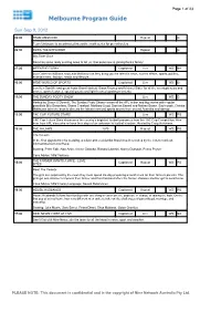 Melbourne Program Guide