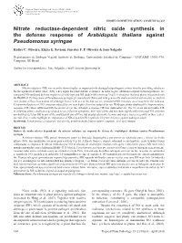 Nitrate Reductase-Dependent Nitric Oxide Synthesis in the Defense Response of Arabidopsis Thaliana Against Pseudomonas Syringae