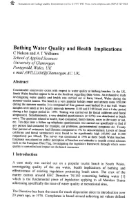Bathing Water Quality and Health Implications