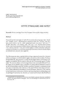 Hittite Etymologies and Notes*