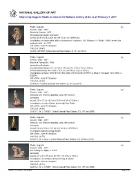 Objects by Auguste Rodin on View at the National Gallery of Art As of February 7, 2017
