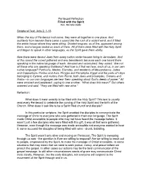 Pentecost Reflection Filled with the Spirit Scriptural Text: Acts 2