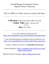 Ronald Reagan Presidential Library Digital Library Collections This Is a PDF of a Folder from Our Textual Collections