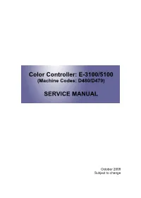 Service Manual: (D480/D479), Color Controller Type E-3100, Color