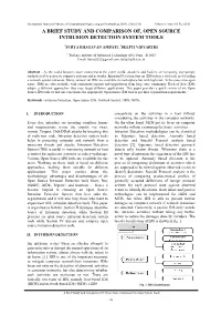 A Brief Study and Comparison Of, Open Source Intrusion Detection System Tools