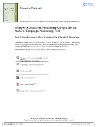 Analyzing Discourse Processing Using a Simple Natural Language Processing Tool