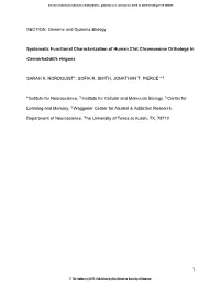Systematic Functional Characterization of Human 21St Chromosome Orthologs In