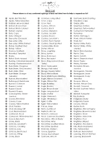 Bird List Please Inform Us of Any Confirmed Sightings of Birds Not Listed Here to Help Us Expand Our List!