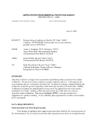 Reregistration of Sodium Acifluorfen (PC Code 114402 / Company: 007969 BASF Corporation) for Uses on Soybeans, Peanuts and Rice (D252561)