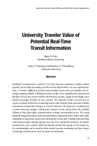 University Traveler Value of Potential Real-Time Transit Information