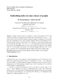 Embedding Index in Some Classes of Graphs
