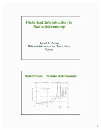 Historical Introduction to Radio Astronomy
