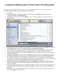 Locating and Making Copies of Itunes Video Files (Macintosh)