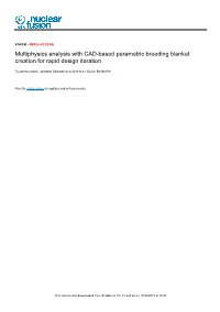 Multiphysics Analysis with CAD-Based Parametric Breeding Blanket Creation for Rapid Design Iteration