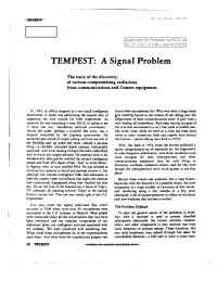 TEMPEST: a Signal Problem