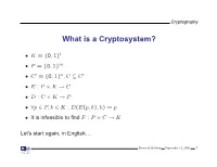 What Is a Cryptosystem?