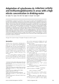 Adaptation of Cytochrome-B5 Reductase Activity and Methaemoglobinaemia in Areas with a High Nitrate Concentration in Drinking-Water S.K